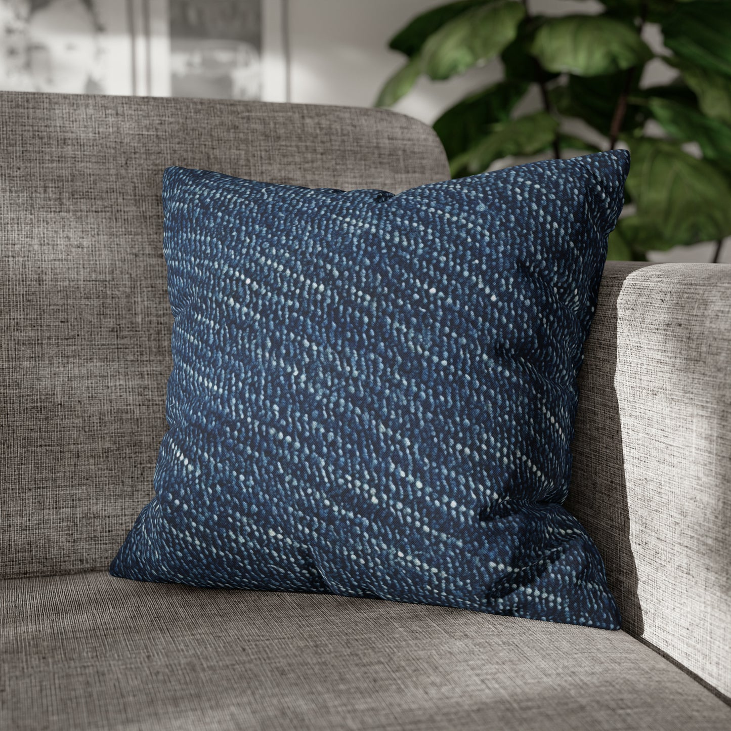 Denim-Inspired Design - Distinct Textured Fabric Pattern - Spun Polyester Square Pillow Case