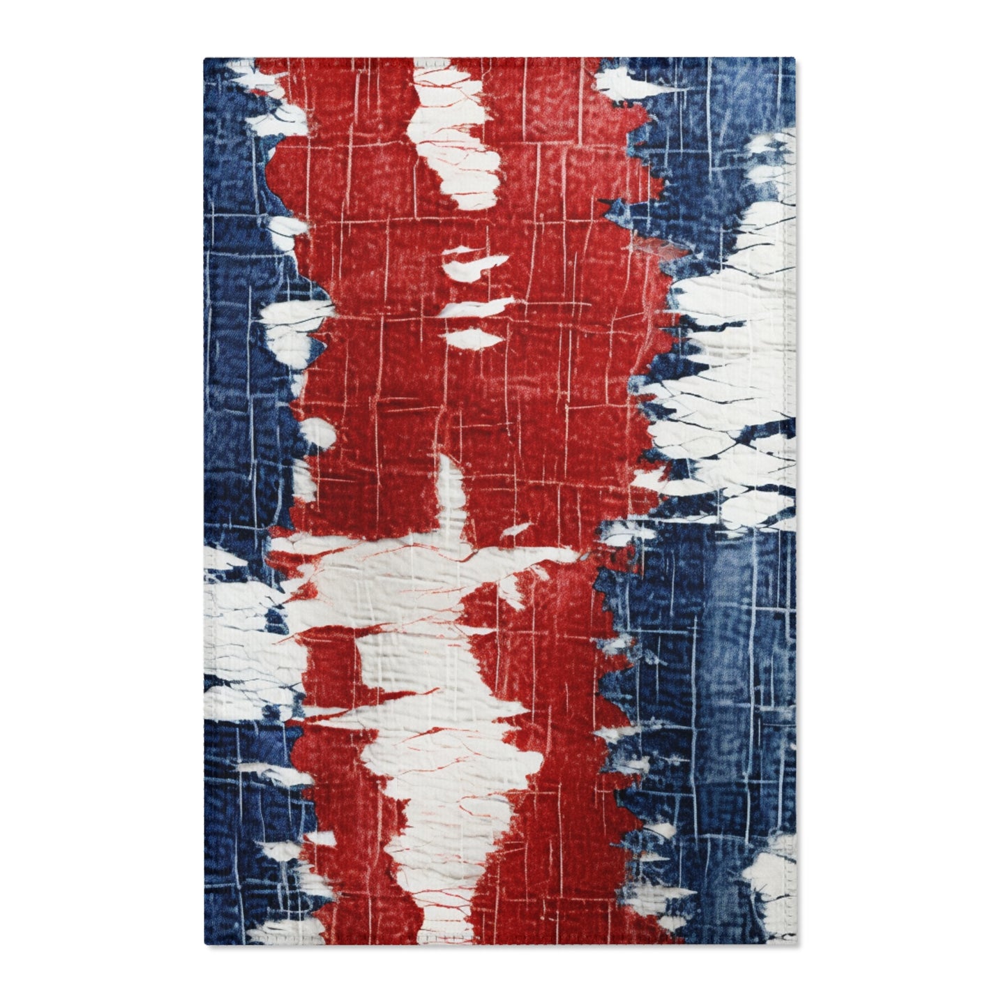 Patriotic Red, White & Blue: Distressed Denim-Style, Torn Fabric - Area Rugs