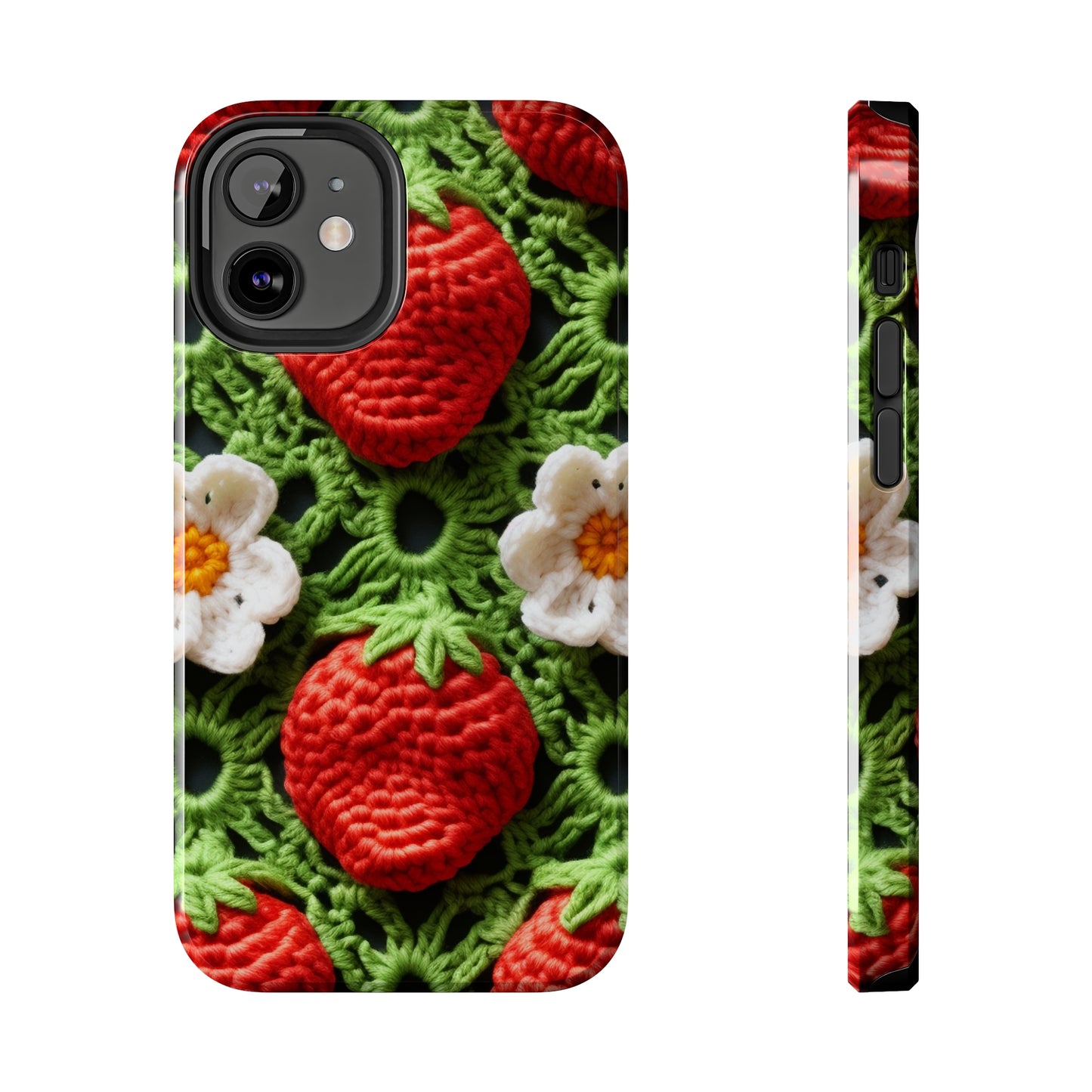 Strawberry Field Crochet - Forever Forest Greens - Fruit Berry Harvest Crop - Tough Phone Cases