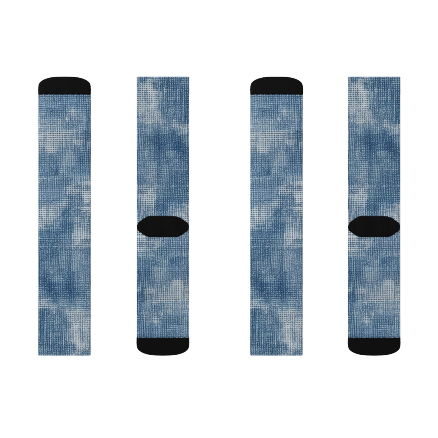 Faded Blue Washed-Out: Denim-Inspired, Style Fabric - Sublimation Socks