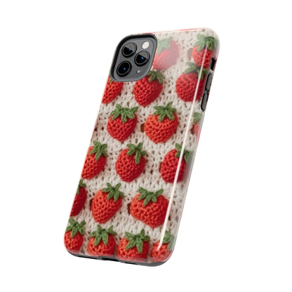 Strawberry Traditional Japanese, Crochet Craft, Fruit Design, Red Berry Pattern - Tough Phone Cases