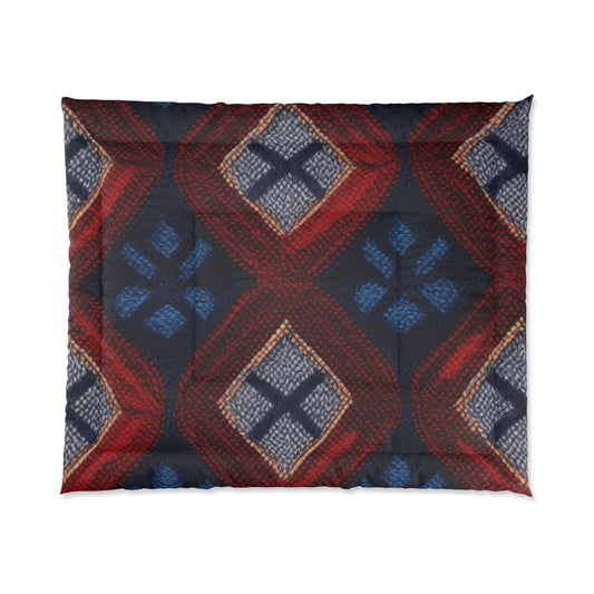 Moquette Majesty: Red & Blue Woolen Wonders - Comforter