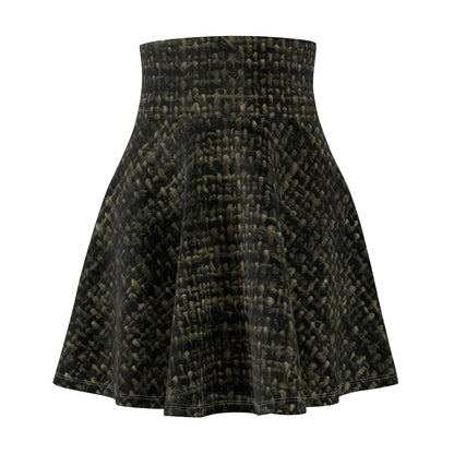 Sophisticated Seamless Texture - Black Denim-Inspired Fabric - Women's Skater Skirt (AOP)