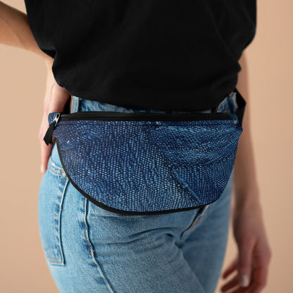 Dark Blue: Distressed Denim-Inspired Fabric Design - Fanny Pack