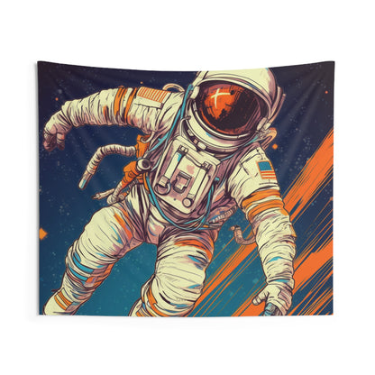 Astronauta retro en galaxia - Arte estilo años 70 - Tapices de pared para interiores