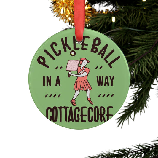 Pickleball Cottagecore - Gift For Her - Women Sport Classic - Acrylic Ornament with Ribbon