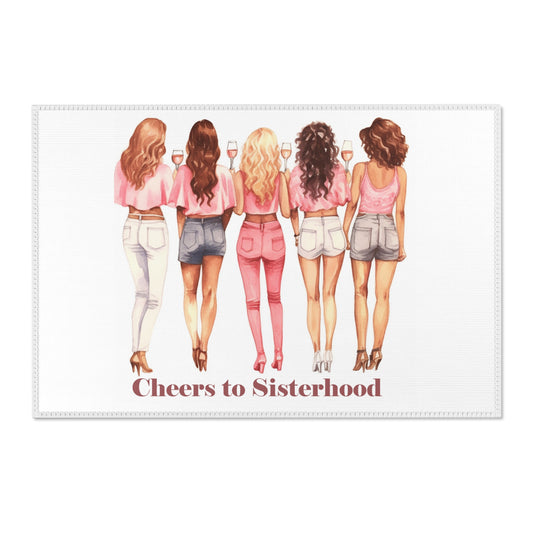 Cheers to Sisterhood - Sorority Chic Bachelorette Party Illustration - Area Rugs