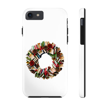 Holiday Book Wreath: Festive Literary Book Lover & Christmas Pinecone Arrangement - Tough Phone Cases