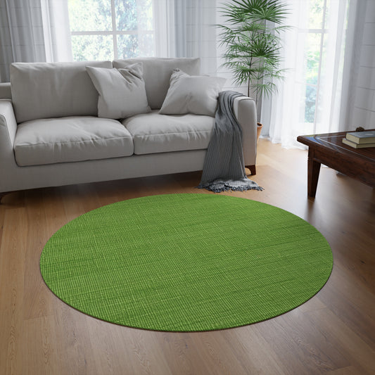 Olive Green Denim-Style: Seamless, Textured Fabric - Round Rug