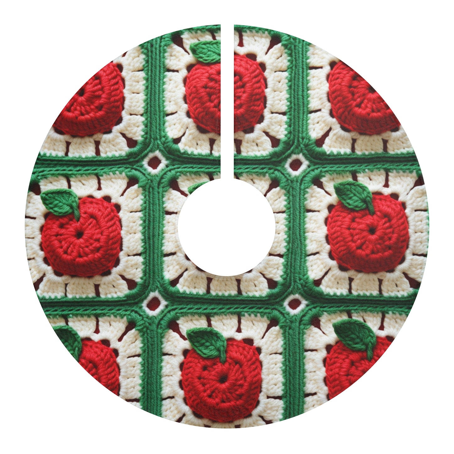 Apple Granny Square Crochet Pattern: Wild Fruit Tree, Delicious Red Design - Christmas Tree Skirts