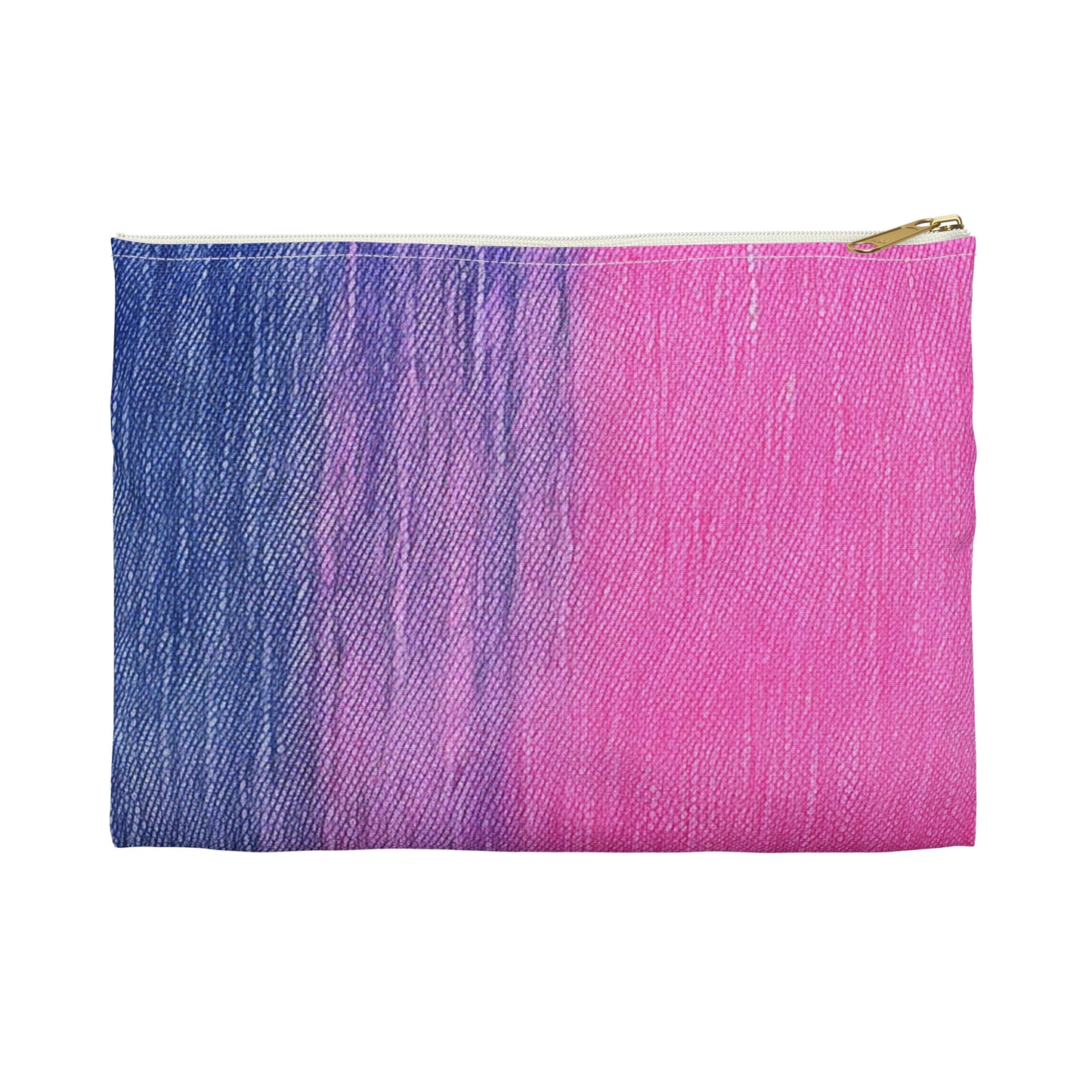 Dual Delight: Half-and-Half Pink & Blue Denim Daydream - Accessory Pouch