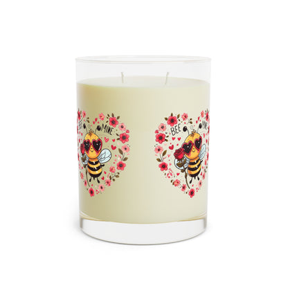 Whimsical Bee Love: Heartfelt Valentines Design with Floral Accents and Heart Sunglasses - Scented Candle - Full Glass, 11oz