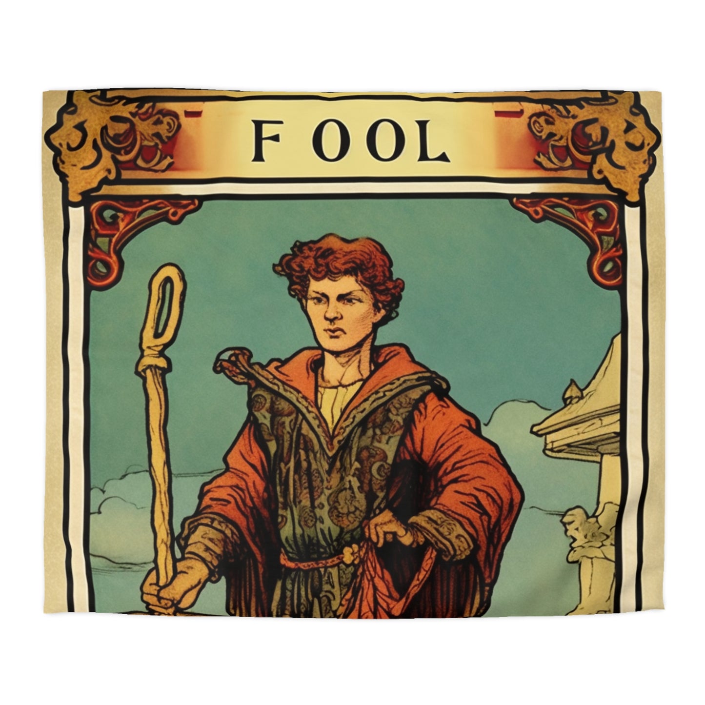 Mystical Tarot - Artistic Depiction of The Fool Card - Microfiber Duvet Cover