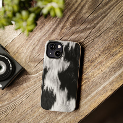 Cowhide on Hair Leather - Black and White - Designer Style - Tough Phone Cases