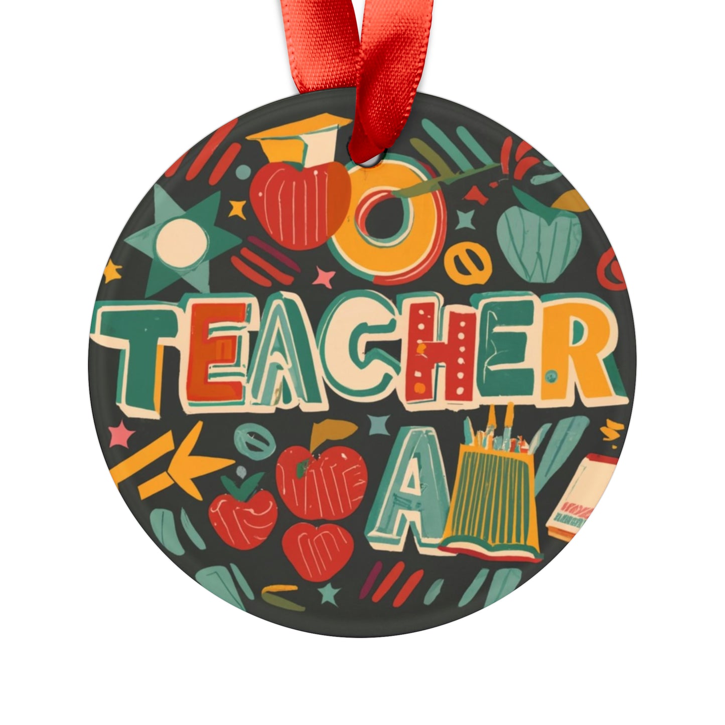 Classic Teacher Flashback Schoolroom School Gift - Acrylic Ornament with Ribbon