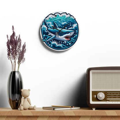 Tiburón oceánico - Reloj de pared acrílico 