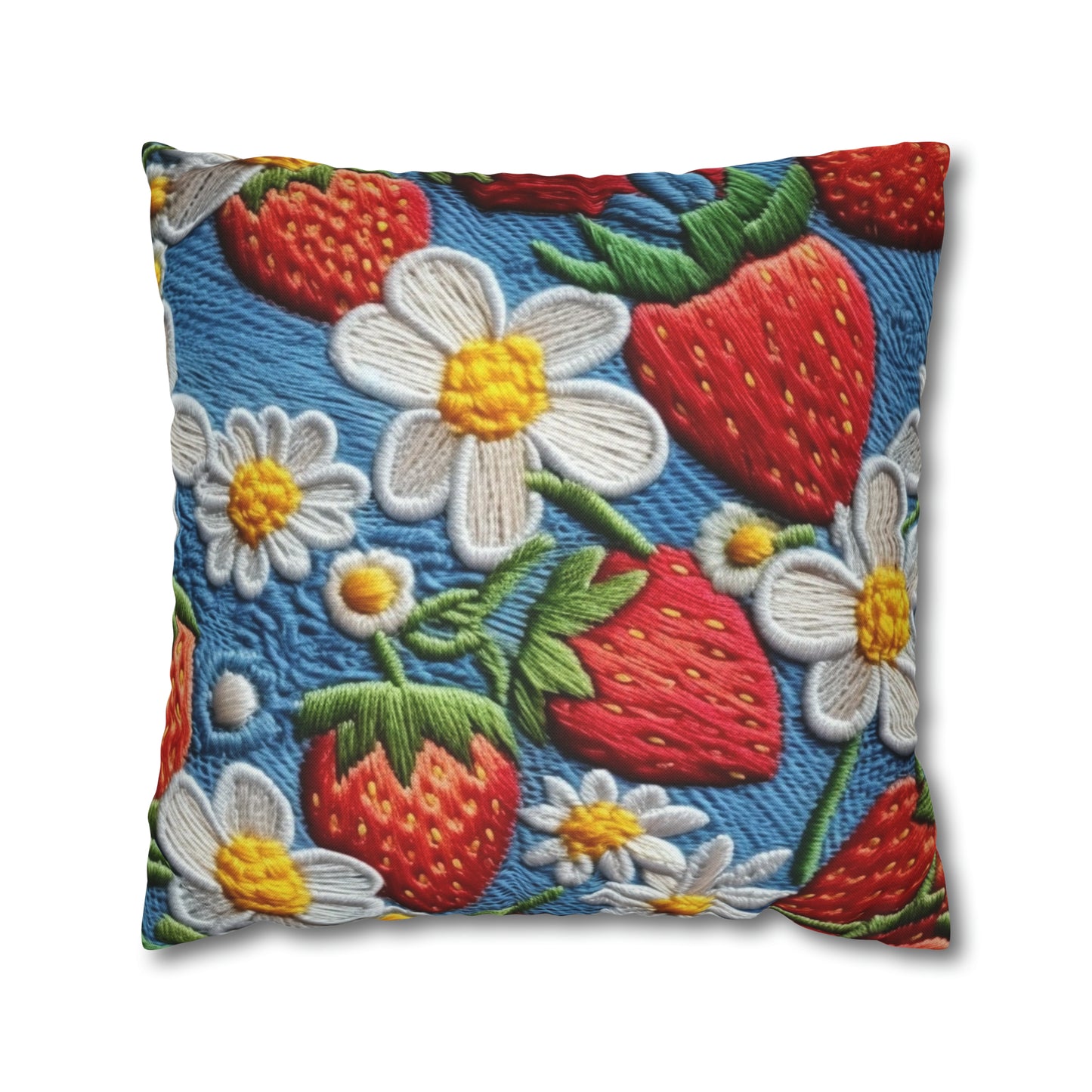 Orchard Berries: Juicy Sweetness from Nature's Garden - Fresh Strawberry Elegance - Spun Polyester Square Pillow Case