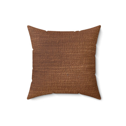 Luxe Dark Brown: Denim-Inspired, Distinctively Textured Fabric - Spun Polyester Square Pillow