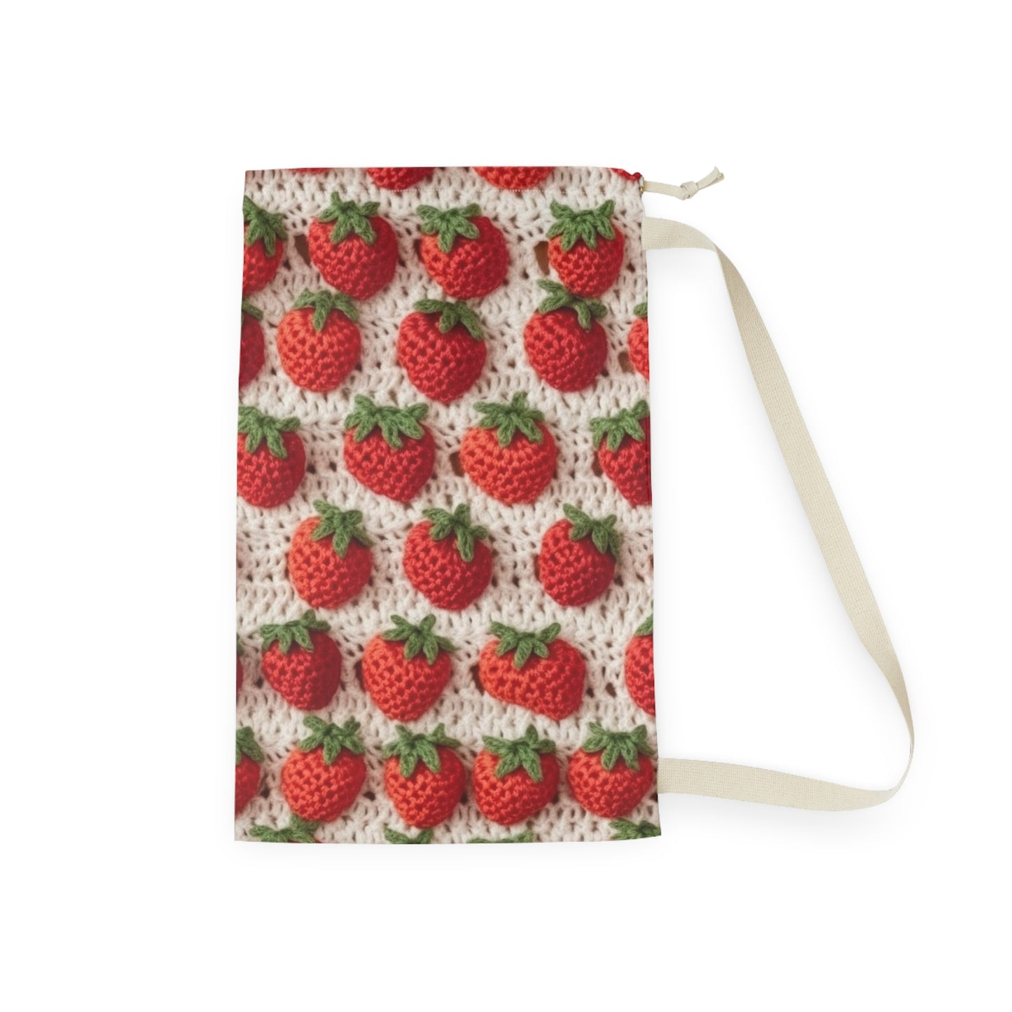 Strawberry Traditional Japanese, Crochet Craft, Fruit Design, Red Berry Pattern - Laundry Bag