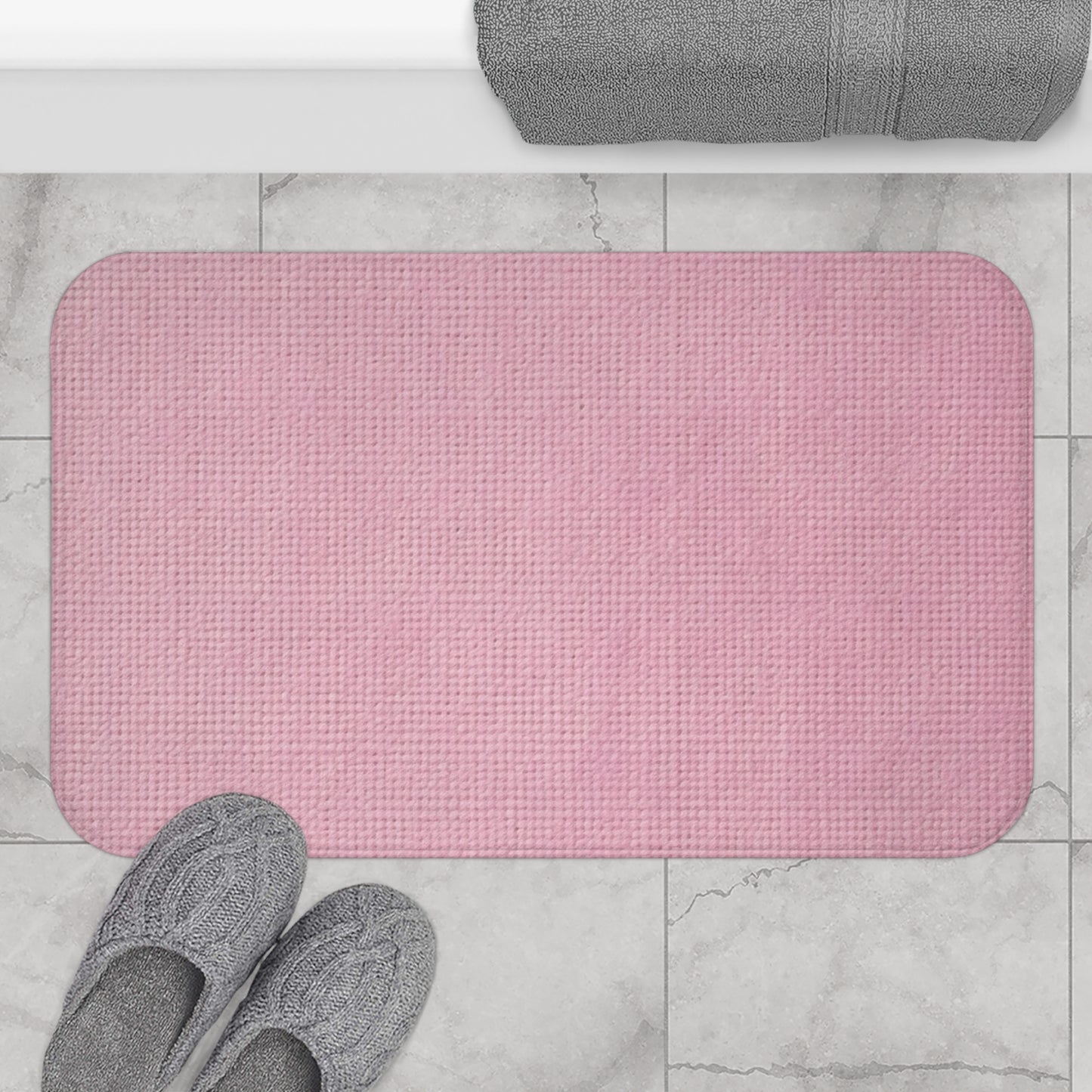 Blushing Garment Dye Pink: Denim-Inspired, Soft-Toned Fabric - Bath Mat