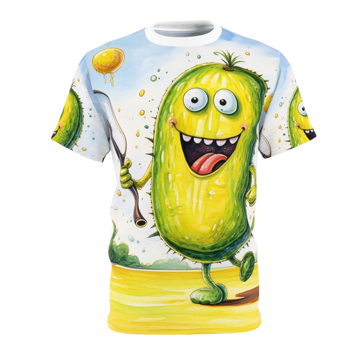 Pickleball Sport: Juego atlético de Pickle con red y paleta - Camiseta unisex de corte y costura (AOP) 