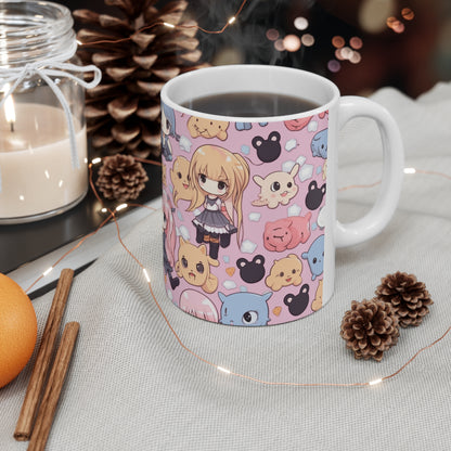 Kawaii Anime Girls: Cute and Adorable Manga Inspired Design - Ceramic Mug 11oz