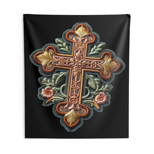 Christian Faith Cross, Chenille Patch Graphic, Indoor Wall Tapestries