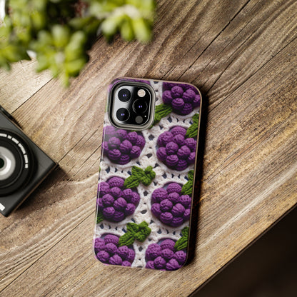 Crochet Grapes Pattern - Granny Square Design - Fresh Fruit Pick - Orchard Purple Snack Food - Tough Phone Cases