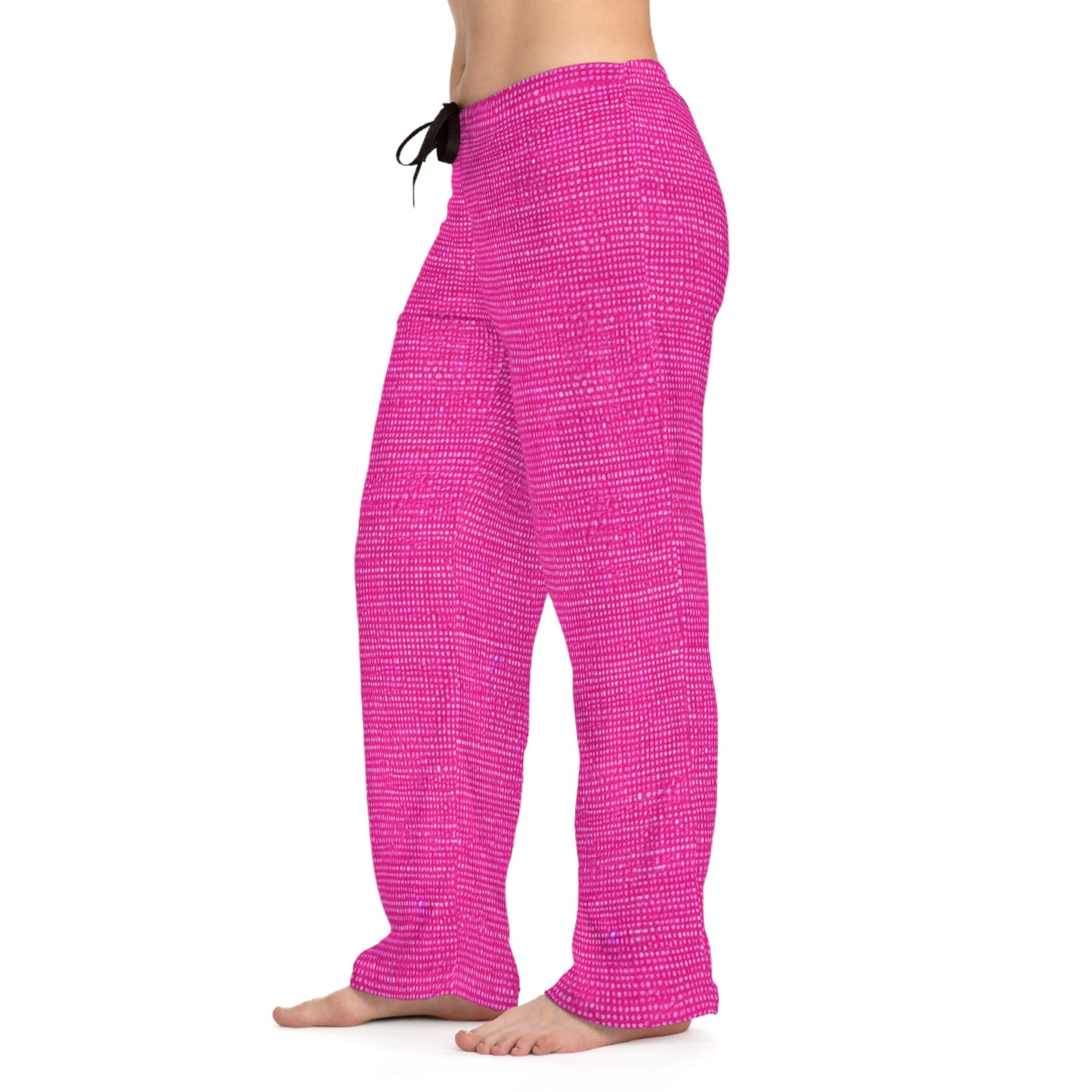 Hot Neon Pink Doll Like: Denim-Inspired, Bold & Bright Fabric - Women's Pajama Pants (AOP)