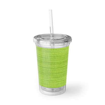 Lush Grass Neon Green: Denim-Inspired, Springtime Fabric Style - Suave Acrylic Cup