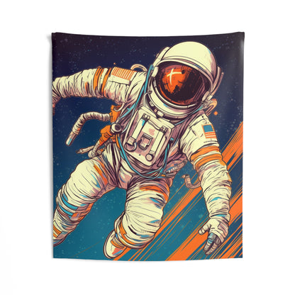 Astronauta retro en galaxia - Arte estilo años 70 - Tapices de pared para interiores