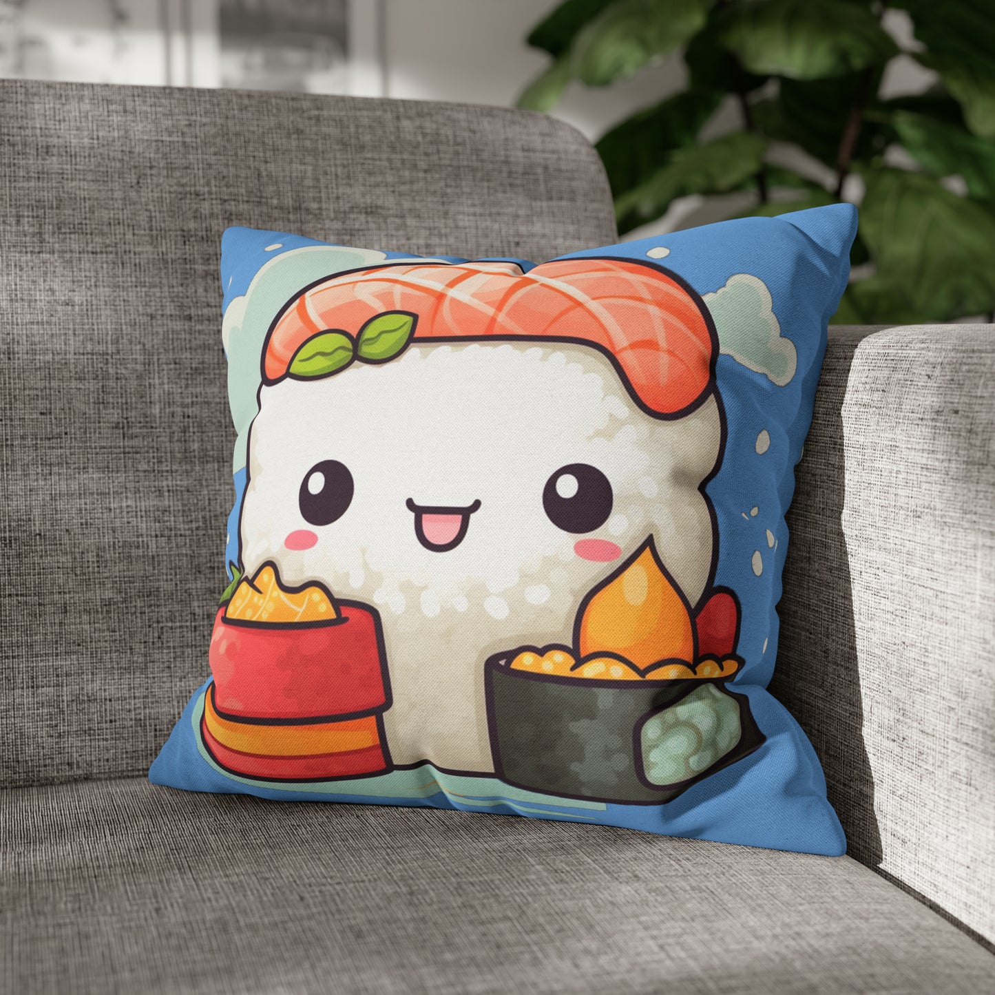 Anime Sushi - Japanese Cute kawaii - Otaku Gift - Spun Polyester Square Pillow Case