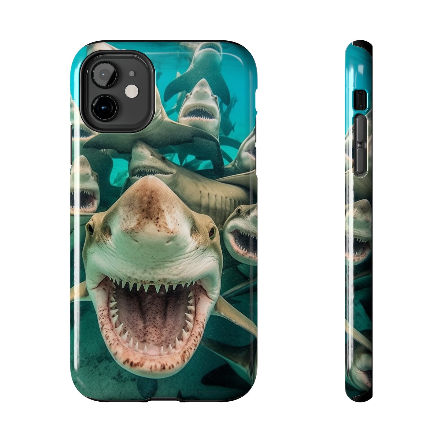 Laughing Lemon Sharks: Joyful Sea Jaws Ocean Deep - Tough Phone Cases