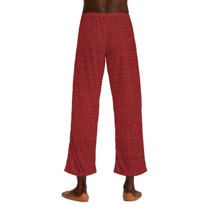 Rojo rubí atrevido: estilo apasionante de tela inspirado en la mezclilla - Pantalones de pijama para hombre (AOP)