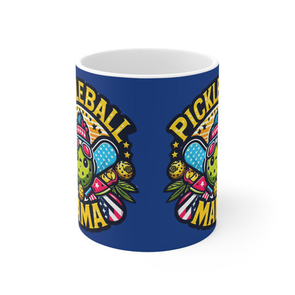 Pickleball Mama - Patriotic Sporty, Star-Spangled Athletic Graphic, Fun Pickleball Enthusiast - Ceramic Mug 11oz