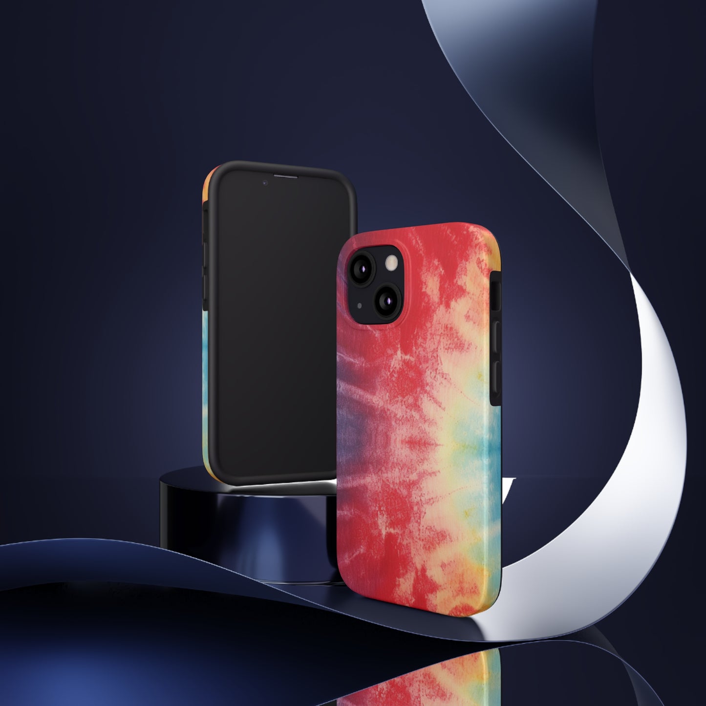 Rainbow Tie-Dye Denim: Vibrant Multi-Color, Fabric Design Spectacle - Tough Phone Cases