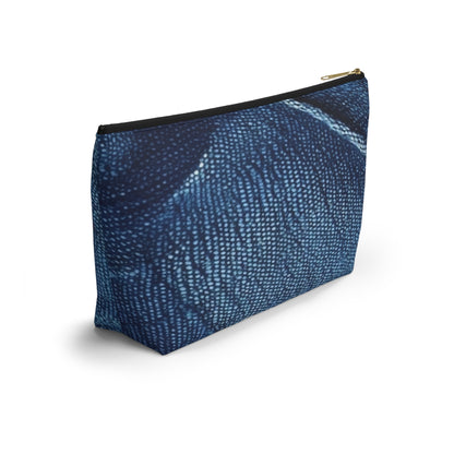 Dark Blue: Distressed Denim-Inspired Fabric Design - Accessory Pouch w T-bottom