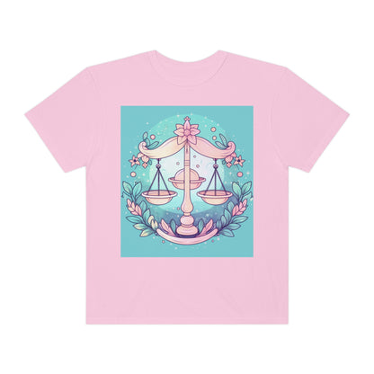 Libra Astrology - Soft Lighting & Pastel Zodiac Sign Symbol - Unisex Garment-Dyed T-shirt