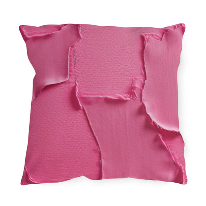 Distressed Neon Pink: Edgy, Ripped Denim-Inspired Doll Fabric - Outdoor Pillows