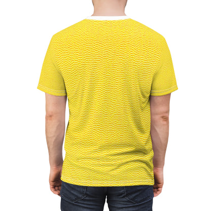 Sunshine Yellow Lemon: Denim-Inspired, Cheerful Fabric - Unisex Cut & Sew Tee (AOP)