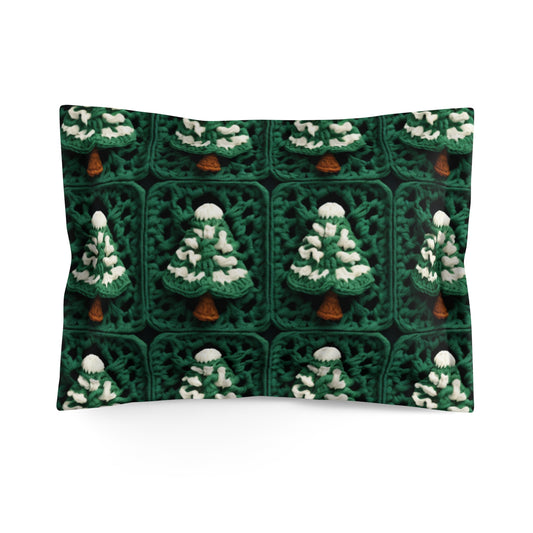Evergreen Christmas Trees Crochet, Festive Pine Tree Holiday Craft, Yuletide Forest, Winter - Microfiber Pillow Sham