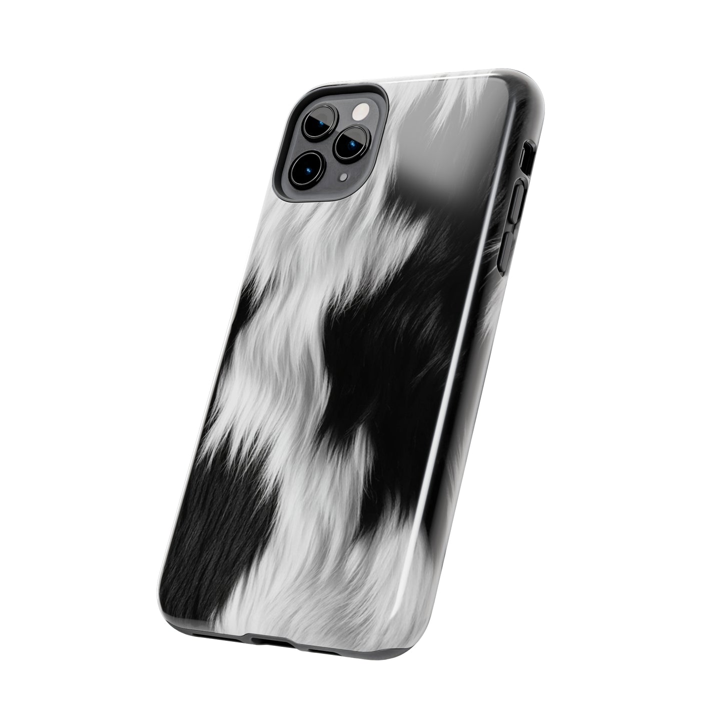 Cowhide on Hair Leather - Black and White - Designer Style - Tough Phone Cases