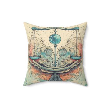 Libra Zodiac - Astrology Sign Street Art Equilibrium in Pastels - Spun Polyester Square Pillow