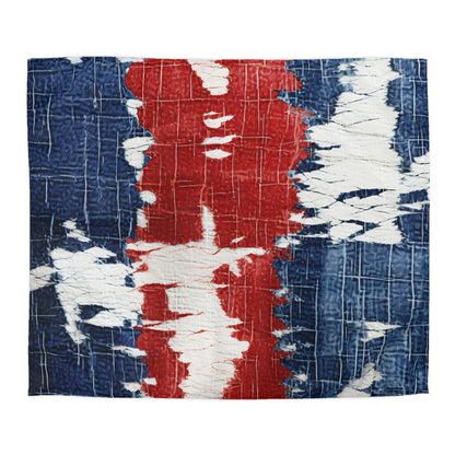 Patriotic Red, White & Blue: Distressed Denim-Style, Torn Fabric - Microfiber Duvet Cover