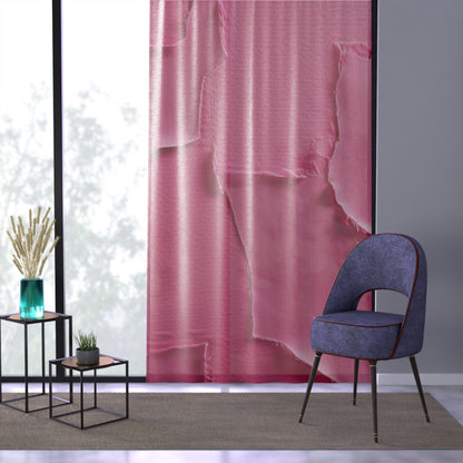 Distressed Neon Pink: Edgy, Ripped Denim-Inspired Doll Fabric - Window Curtain