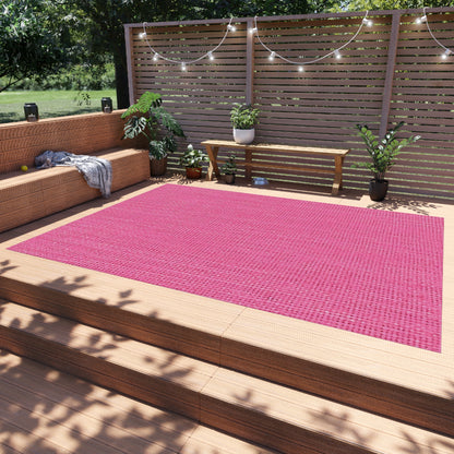 Doll-Like Pink Denim Designer Fabric Style - Outdoor Rug