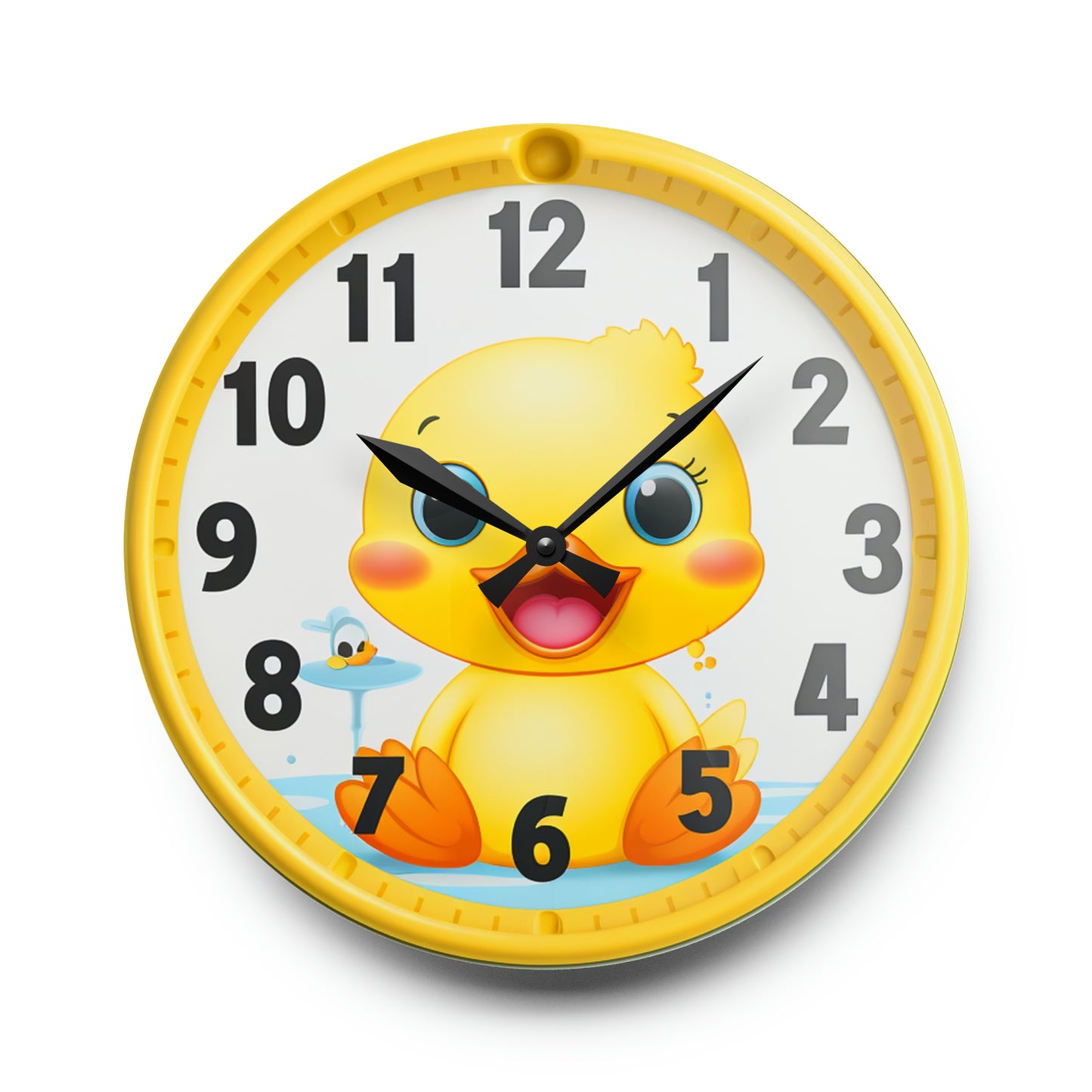 Reloj de pared acrílico lindo pájaro pato amarillo 