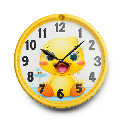 Reloj de pared acrílico lindo pájaro pato amarillo 