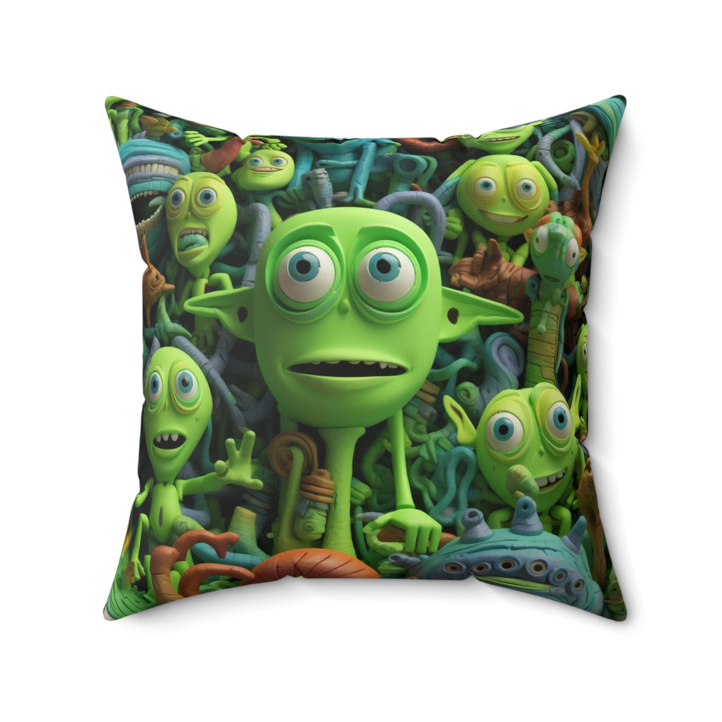 Toy Alien Story Space Character Galactic UFO Anime Cartoon - Spun Polyester Square Pillow