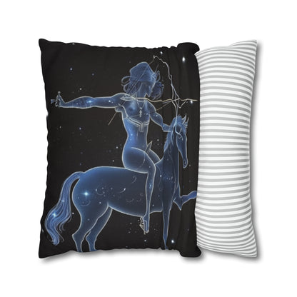 Sagittarius Zodiac in Starlit Universe - Fluorescent Colors - Spun Polyester Square Pillow Case